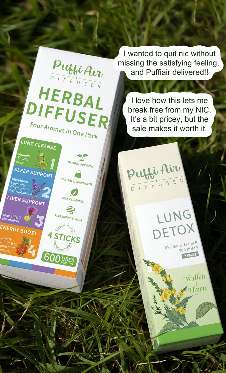 PuffiAir™ Herbal Aroma Diffuser | Nicotine-Free Portable Herbal Inhaler with Natural Botanical Blends (4-Pack)