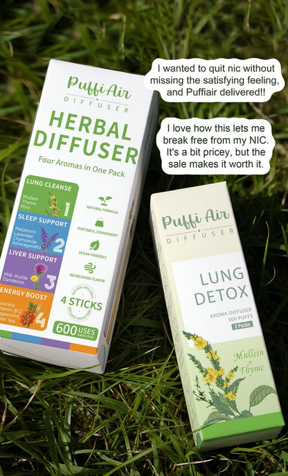 PuffiAir™ Herbal Aroma Diffuser | Nicotine-Free Portable Herbal Inhaler with Natural Botanical Blends (4-Pack)